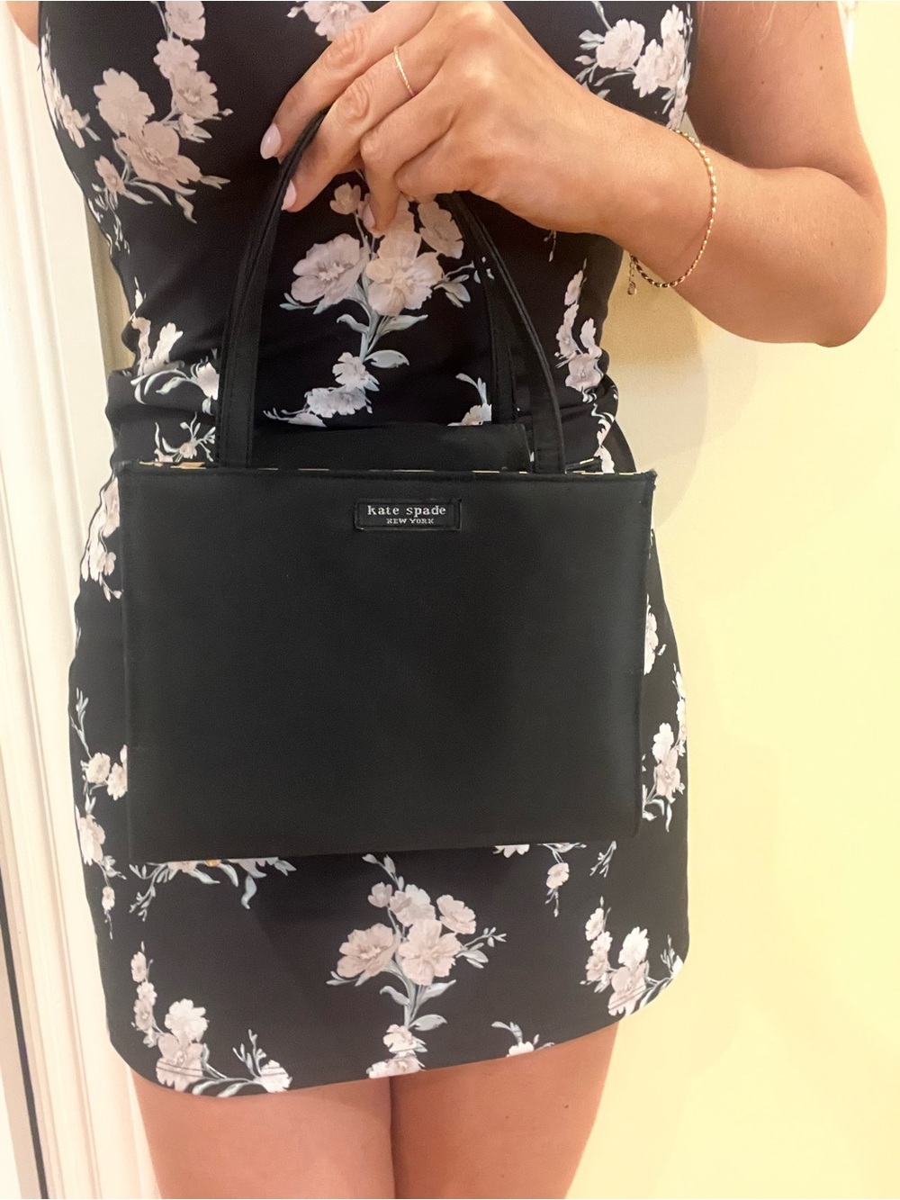 Y2K kate spade Black Nylon Mini Satchel with tiger print